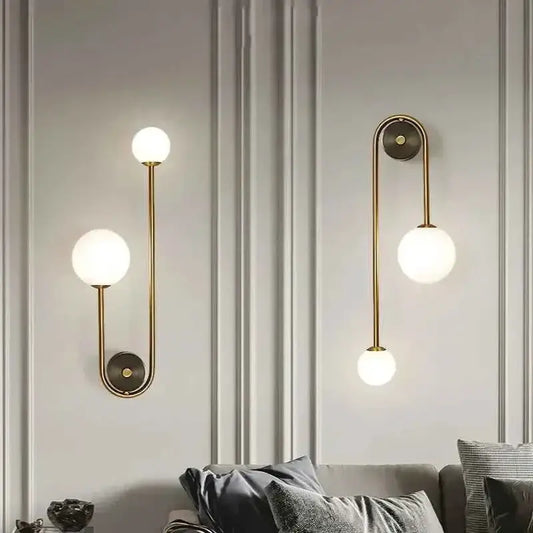 Modern Gold LED Wall Light - Glass Ball Bedside Sconce Lamp for Bedroom