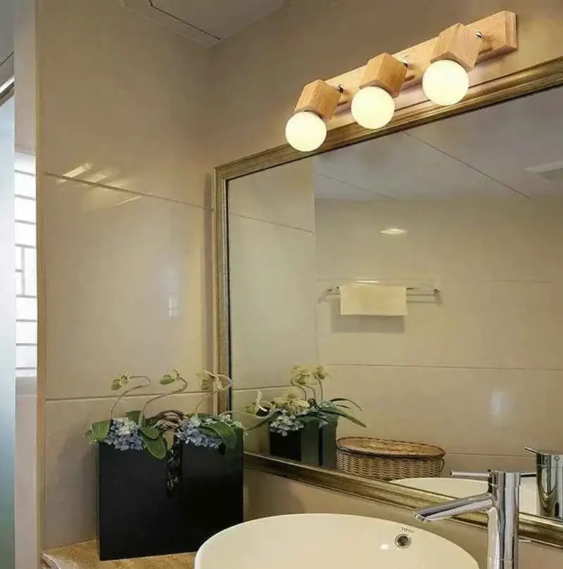 Modern Natural Wood Wall Lamp - LED Mirror Front Light for Bathroom & Bedroom