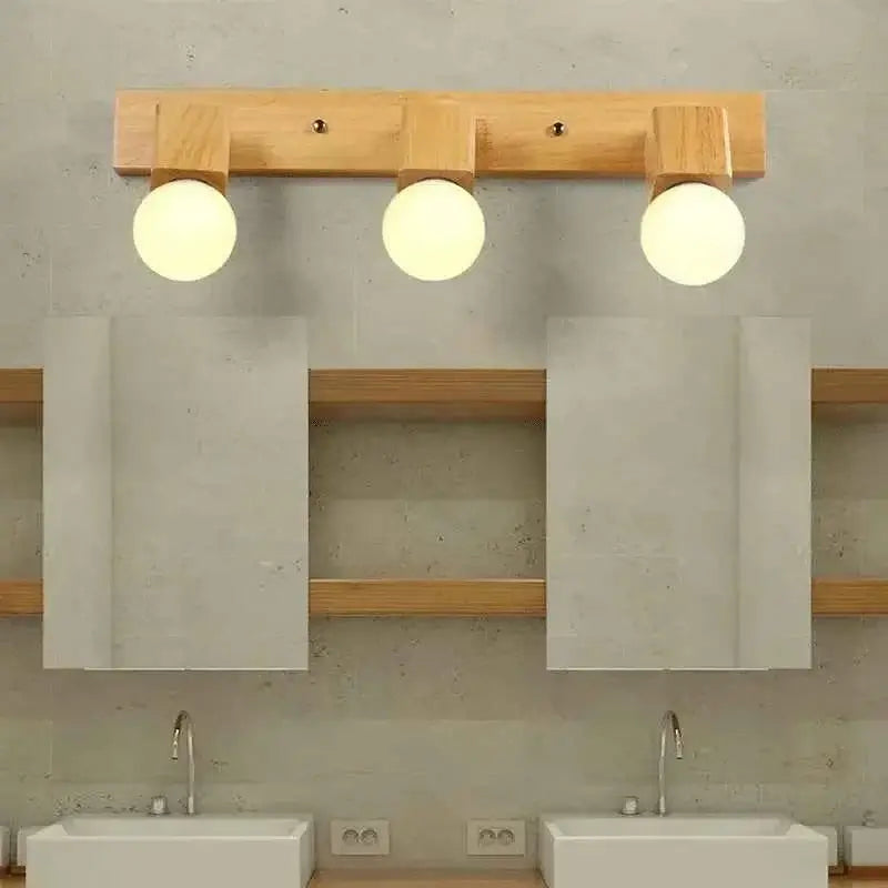 Modern Natural Wood Wall Lamp - LED Mirror Front Light for Bathroom & Bedroom