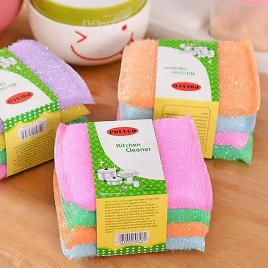Non-Stick Kitchen Scouring Pads - Oil-Resistant Cleaning Sponge Set (4 Pcs)