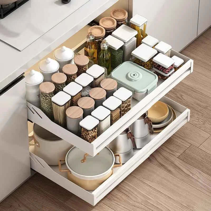Pull-Out Kitchen Cabinet Organizer - Sliding Drawer Storage Basket