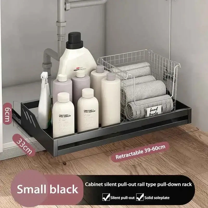 Pull-Out Kitchen Cabinet Organizer - Sliding Drawer Storage Basket