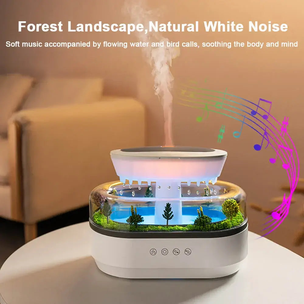 Raindrop Humidifier - LED Light & White Noise Essential Oil Diffuser