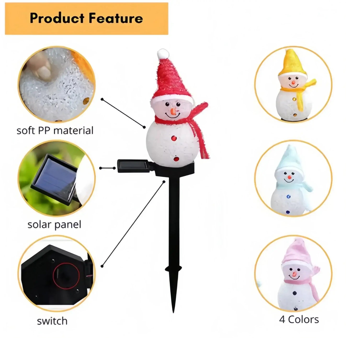Solar Snowman Christmas Lights - Outdoor Lawn Decorations for Corridor, Terrace & Holiday Displays