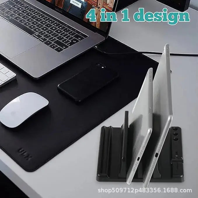 Vertical Laptop Stand - Space-Saving Desktop Organizer with Adjustable Width