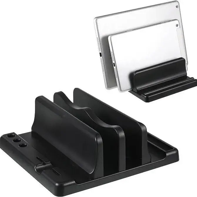 Vertical Laptop Stand - Space-Saving Desktop Organizer with Adjustable Width