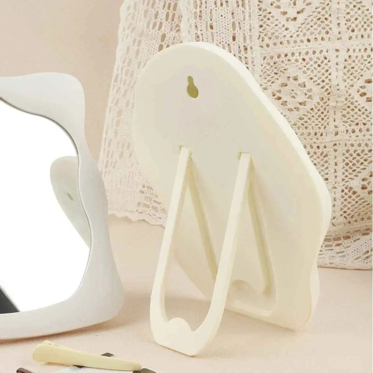Wave Design Makeup Mirror - Decorative Tabletop Mirror for Bedroom & Desk