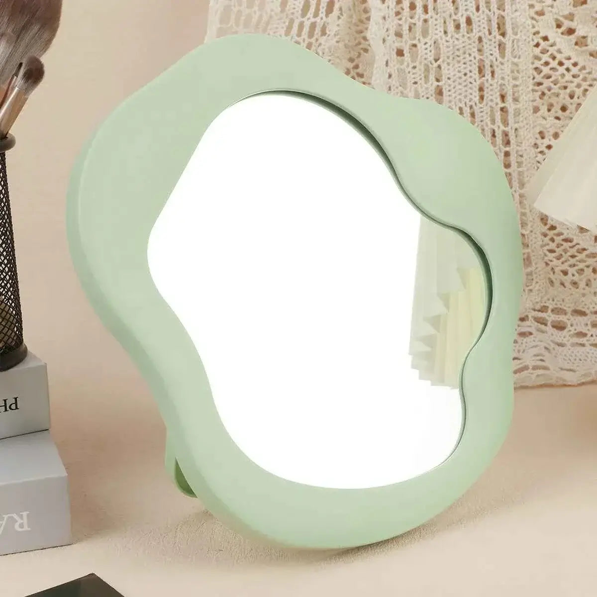Wave Design Makeup Mirror - Decorative Tabletop Mirror for Bedroom & Desk
