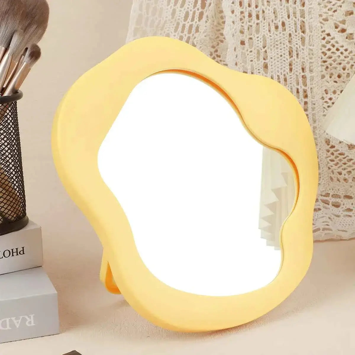 Wave Design Makeup Mirror - Decorative Tabletop Mirror for Bedroom & Desk